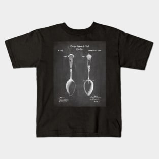 Kitchen Spoon Patent - Cooking Baker Kitchen Décor Art - Black Chalkboard Kids T-Shirt